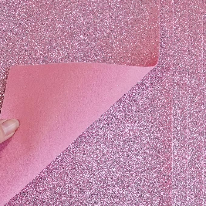 Glitter Felt Fabric, 8 x12 inches Felt Square Glitter