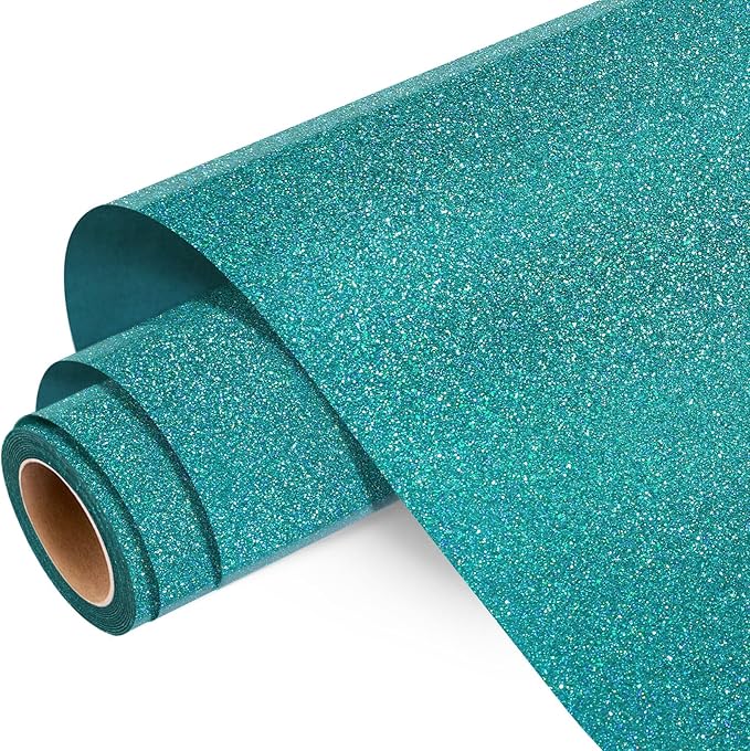 WRAPXPERT Teal Glitter HTV, Holographic Glitter Heat Transfer Vinyl Roll