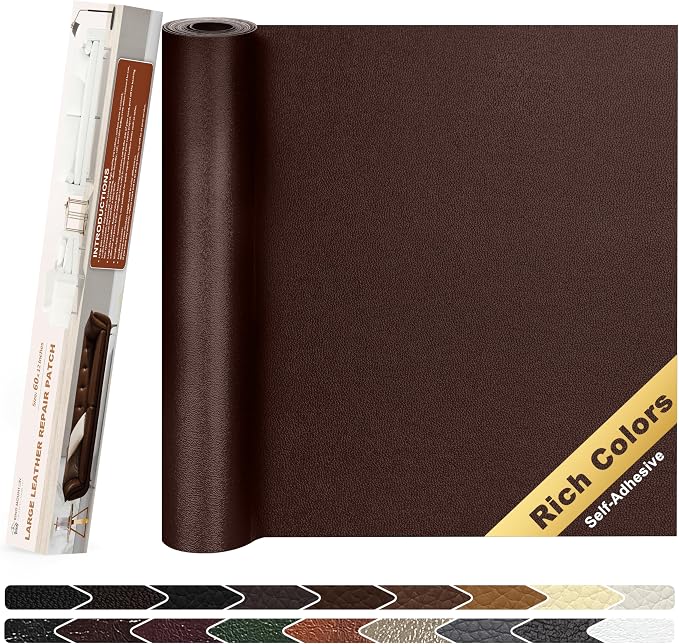 KING MOUNTAIN Leather Repair Patch, 12 x 60 Inches self Adhesive Leather Repair
