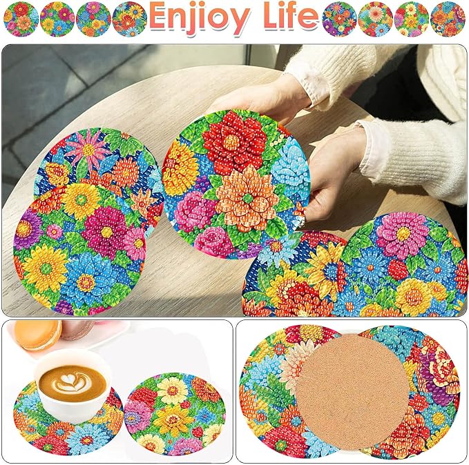 ijbnhd 8 Pcs Diamond Art Coasters