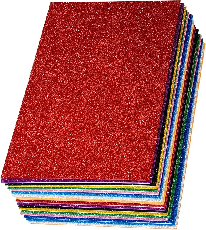 SALEMAR Sticky Glitter Foam Sheets, 20 Packs Thick Self-Adhesive Sparkle EVA