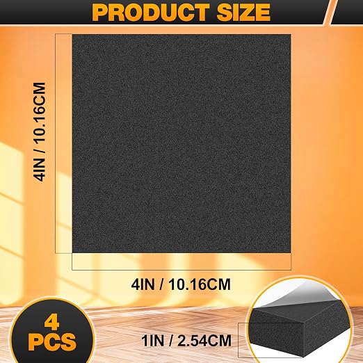 MYFAMIREA 4 PCS Adhesive Foam Padding Sheets, Neoprene Rubber Sheets Non-Slip