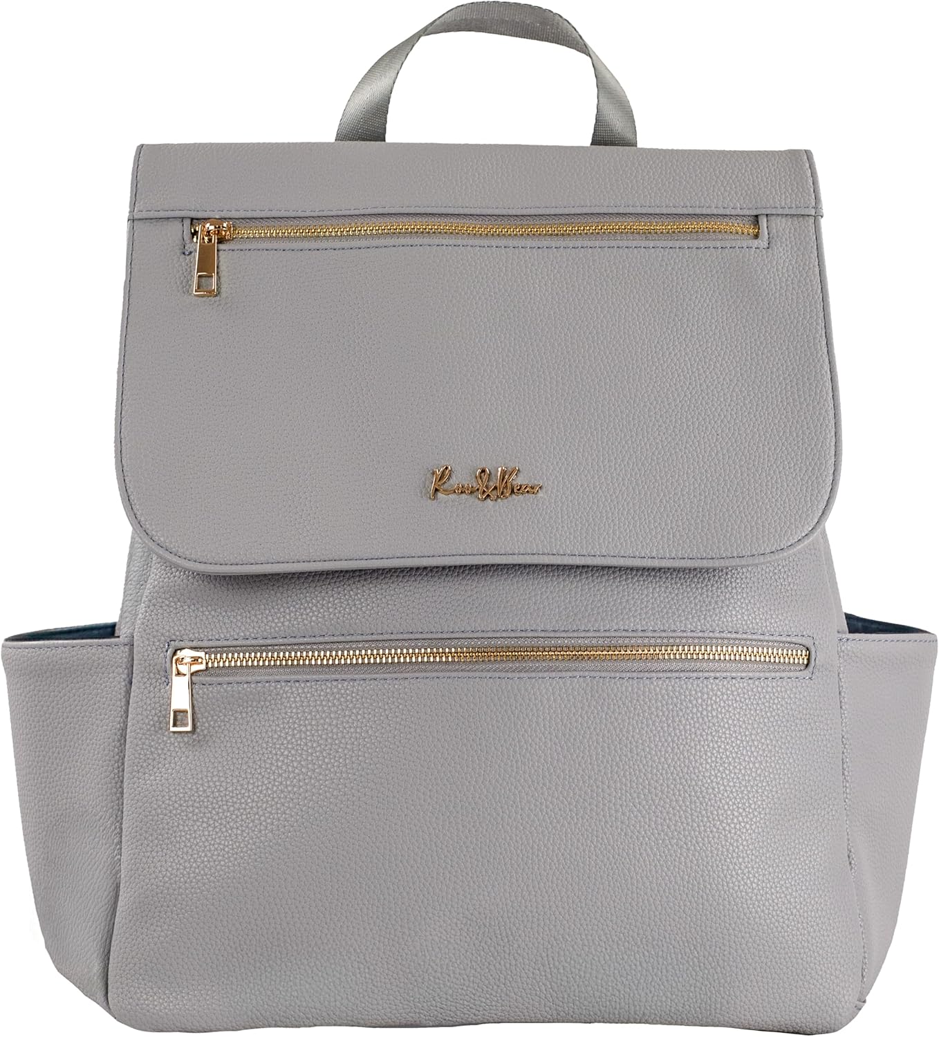 Premium Vegan Leather Diaper Bag Backpack – Large Designer Baby Bag, Stylish Diaper Backpack with Stroller & Crossbody Straps & Multiple Compartments (Ash Grey)
