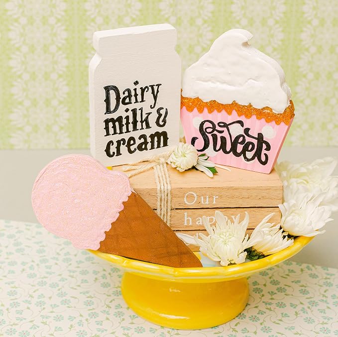 Ice Cream Tiered Tray Decor 5-inch x 2-1/4-inch, Spring Tier Tray Decor