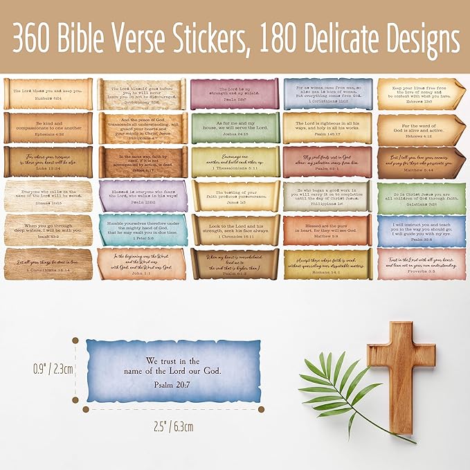 360PCS Bible Verse Stickers, 180 Retro Typewriter Style Designs Christian