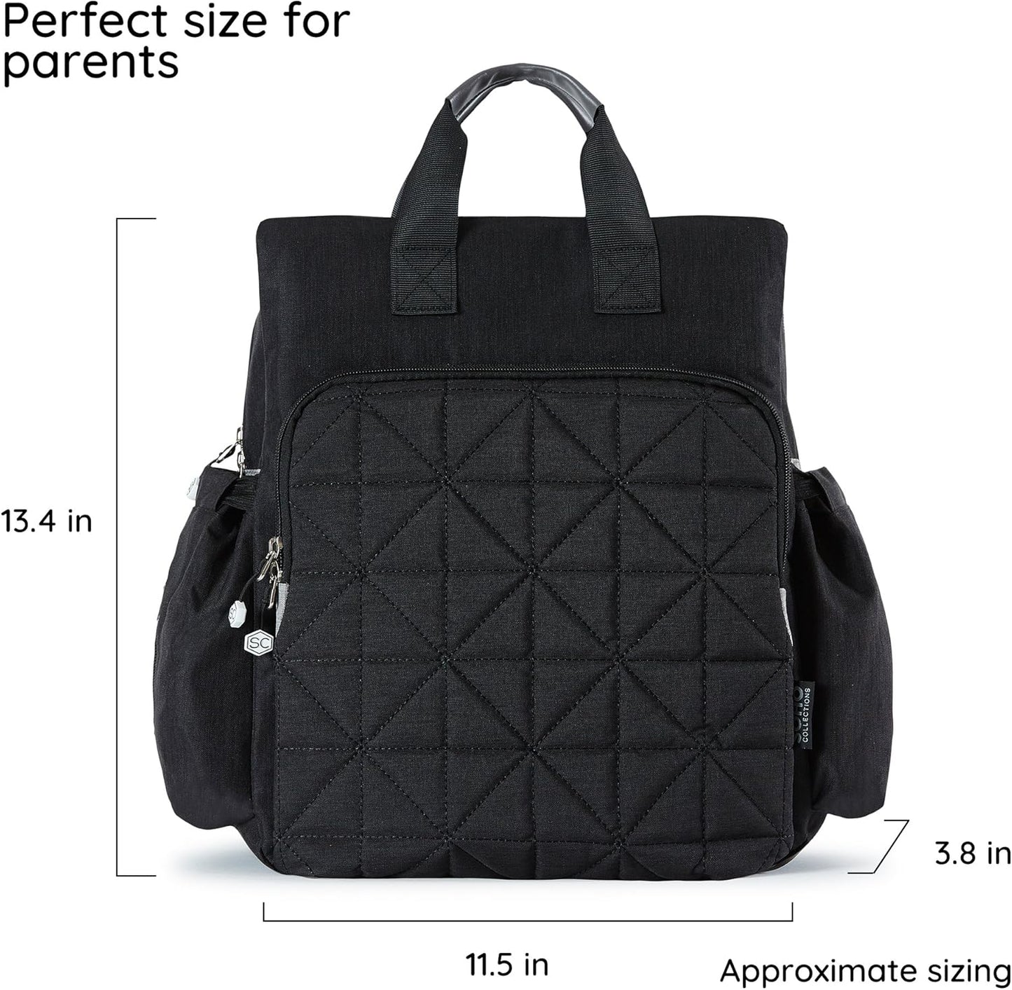 SoHo Kenneth Diaper Backpack 6Pc Set Tote Bag, Black