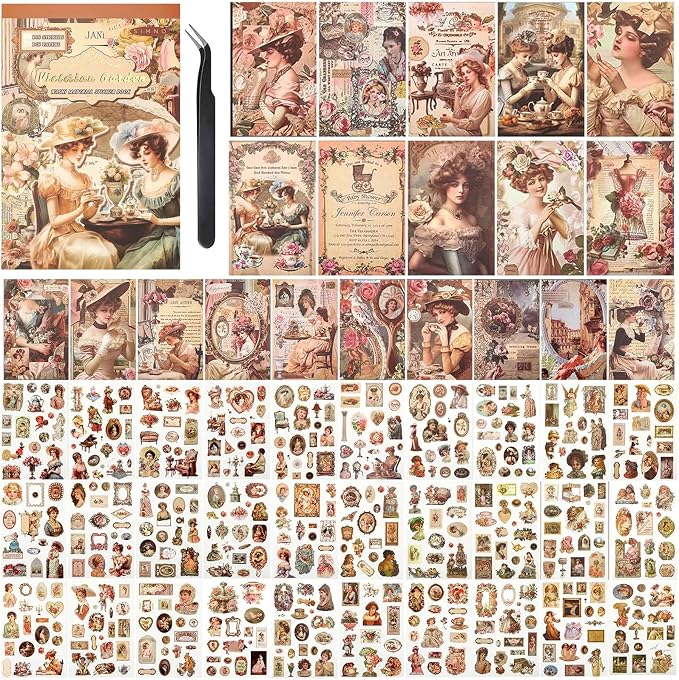 Vintage Scrapbook Sticker Book for Adults, 50 Sheets Aesthetic People Stickers