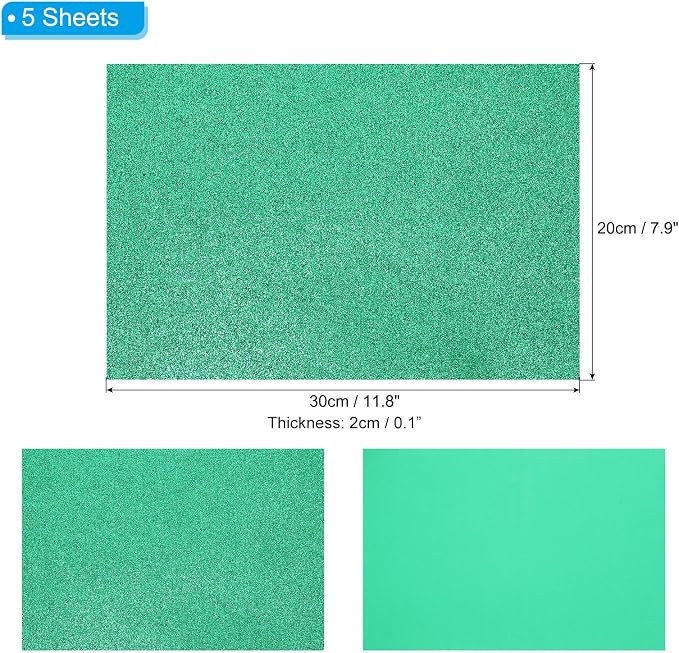 PATIKIL Dark Green Shiny EVA Glitter Foam Sheet 11.8 x 7.9 Inch 2mm Thick