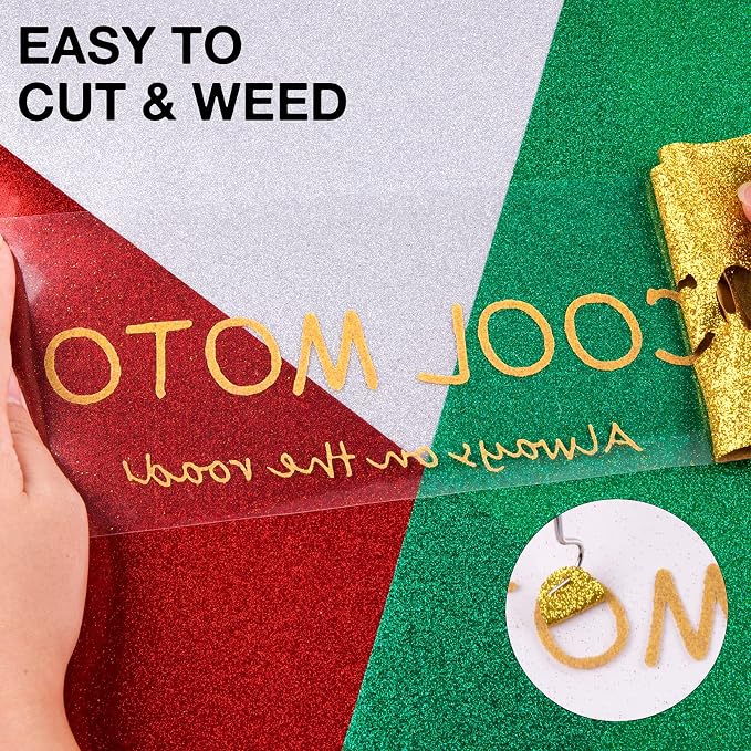 HTVRONT Gold Glitter HTV Heat Transfer Vinyl Rolls