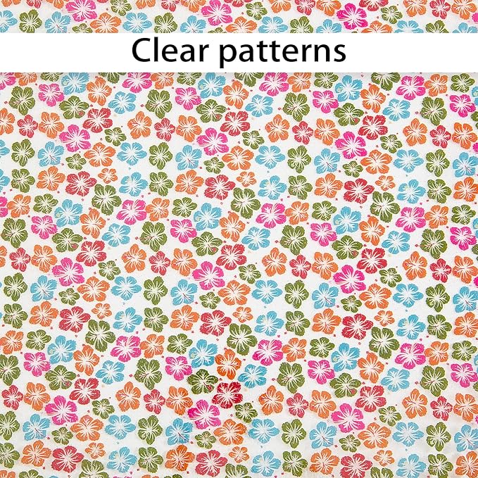 Flower Printed TPU Jelly Faux Leather Fabrics, 11.8 x 47.2 Inch Clear TPU Vinyl
