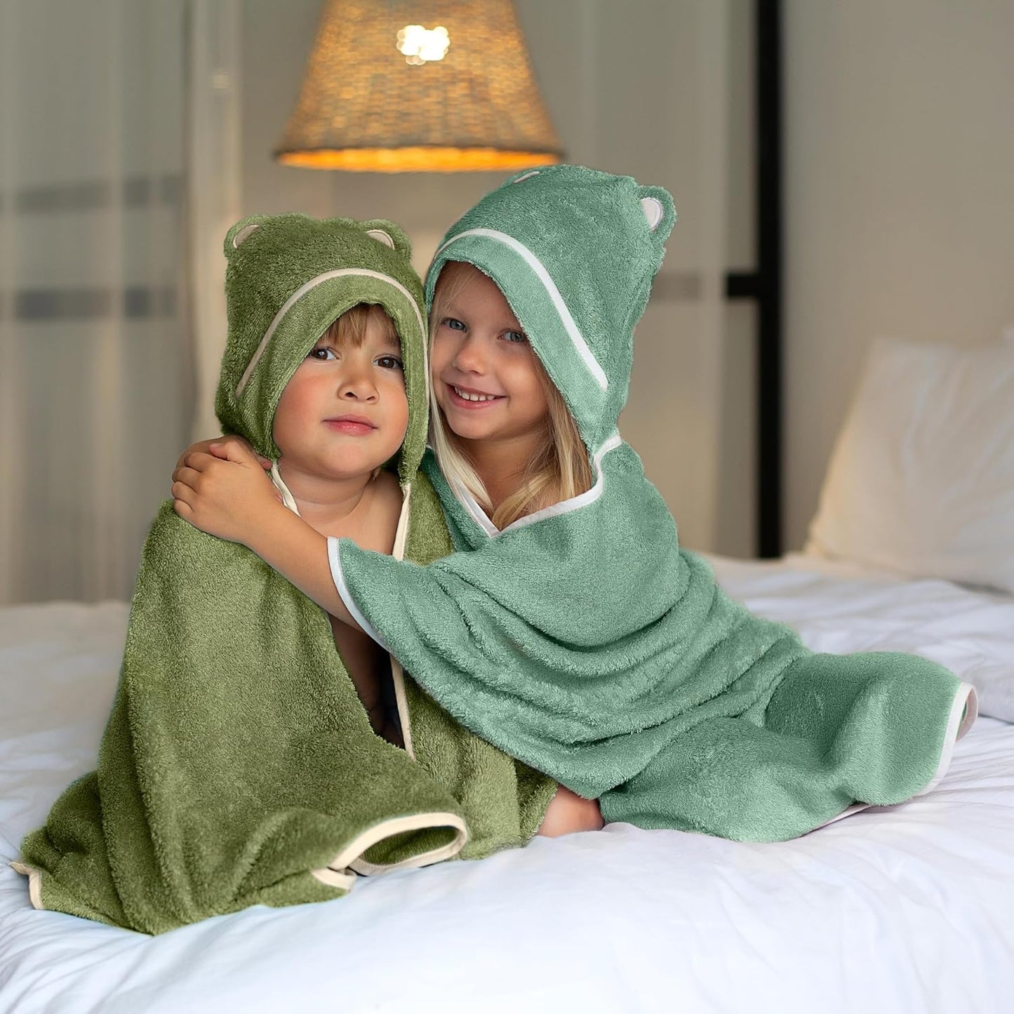 Premium Toddler Towels with Hood - Extra Soft Rayon from Bamboo Toddler Bath Towel (Green)