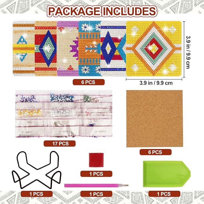 Temlum 6 Pcs Diamond Painting Coasters