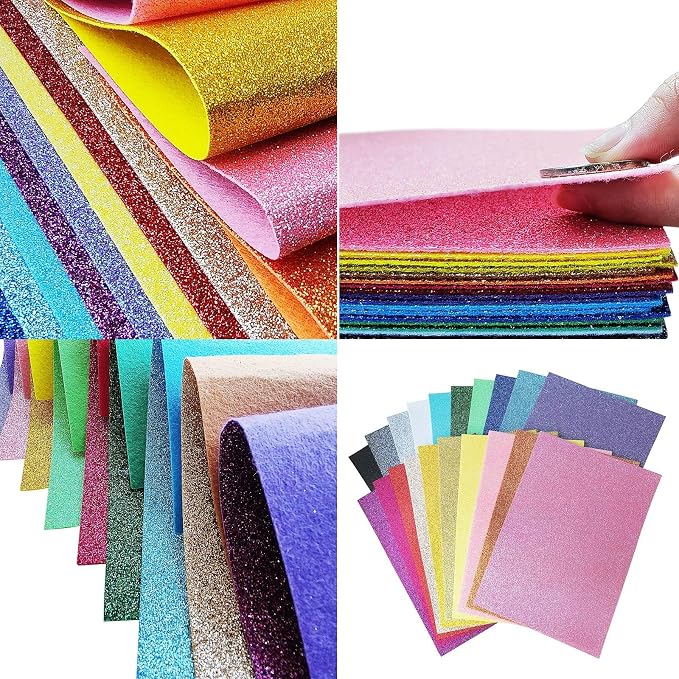 Glitter Felt, Glitter Sheets, 8 x12 inches Felt Glitter