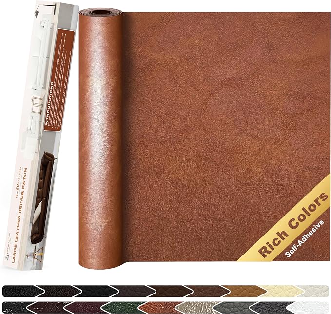 KING MOUNTAIN Leather Repair Patch, 12 x 60 Inches self Adhesive Leather Repair