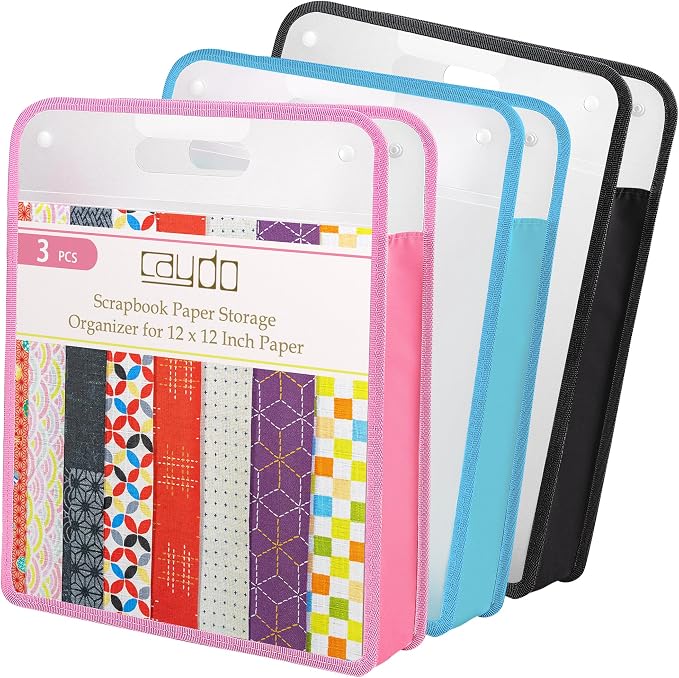 Caydo 3 Pack Scrapbook Paper Storage, Vinyl Paper