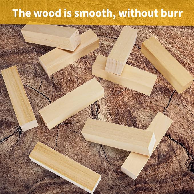 10 Pack Basswood Carving Blocks, Unfinished Wood Whittling Blocks
