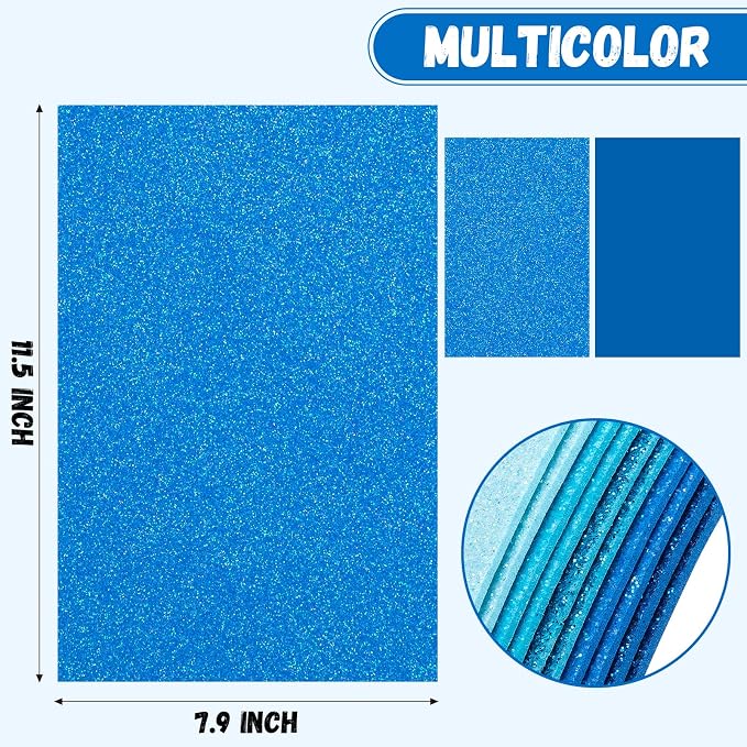 10 Pack Glitter Foam Sheets Craft 8 x 12 inch | 5 Colors Sparkles Foam Paper