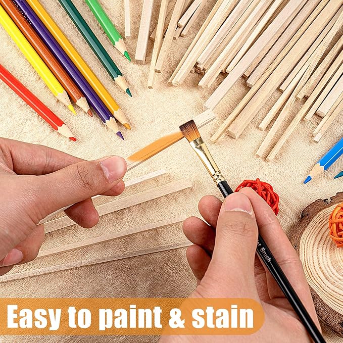 250Pcs Balsa Wood Sticks, Square Wooden Dowels Hardwood Square Dowels | 1/8