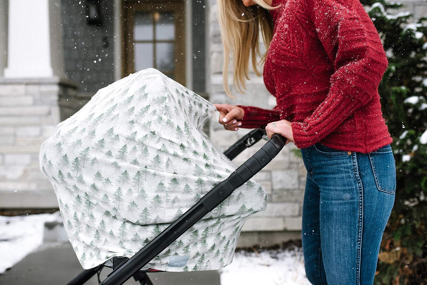 Evergreen Copper Pearl Multi-Use Cover: Car Seat & Stroller Cover - Sun Protection, All-Season Use, Stylish Designs, Easy Access for Moms