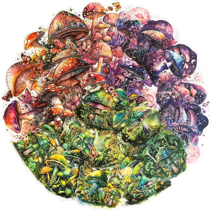 60PCS Holographic Mushroom Stickers