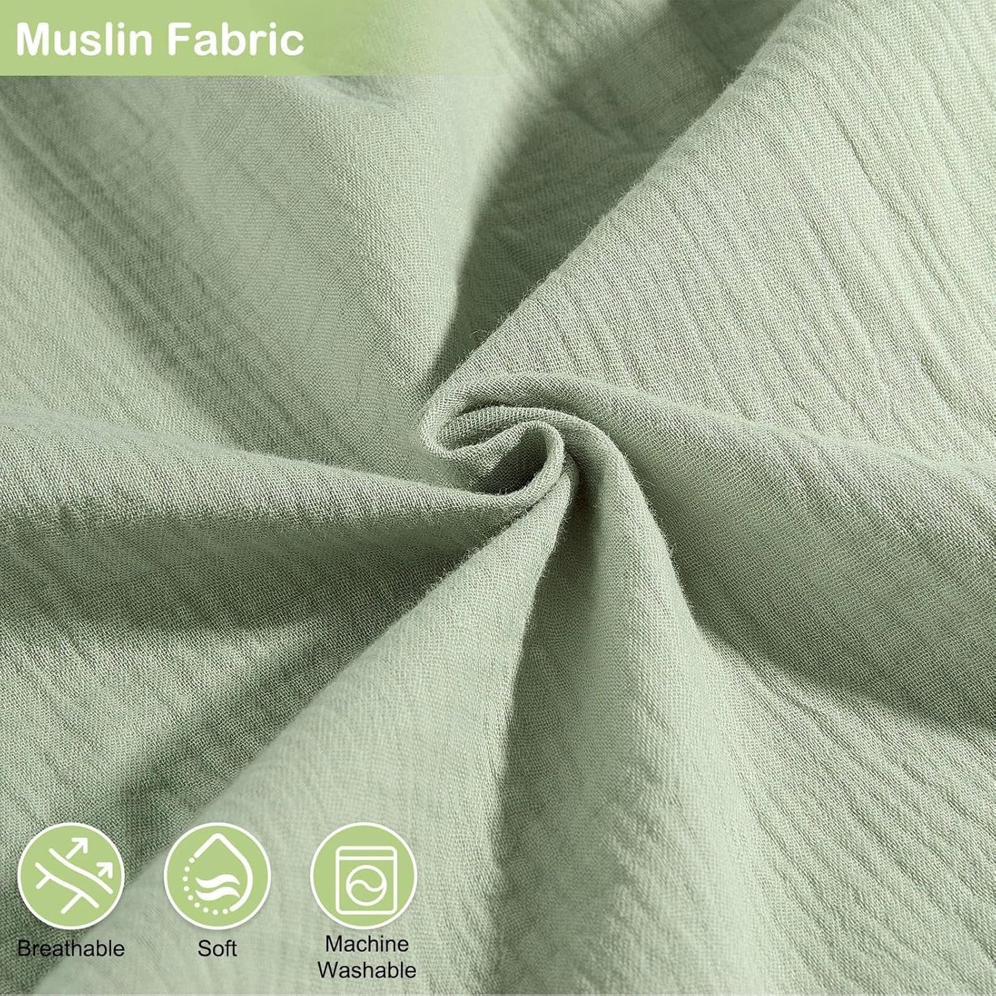Basumee Muslin Changing Pad Cover Waterproof 2 Pack Baby Changing Table Covers for Boys and Girls Soft Breathable Nursery Diaper Change Table Cover Pad Fits 32"x16", Beige and Green