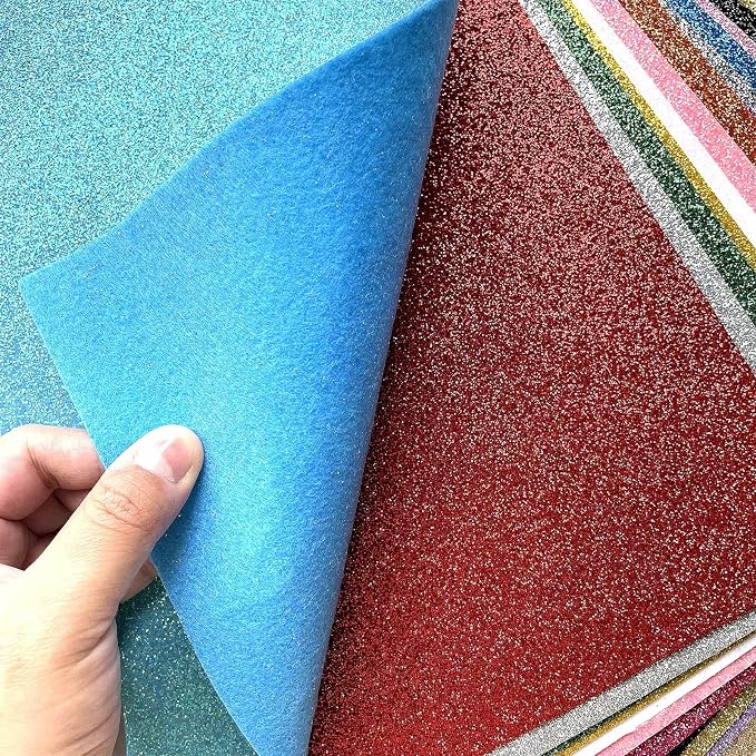 Glitter Felt, Glitter Sheets, 8 x12 inches Felt Glitter