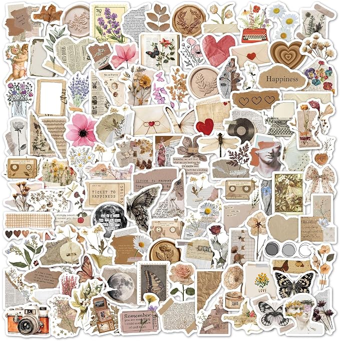 120Pcs Vintage Aesthetic Stickers