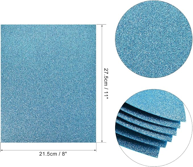uxcell Blue Shiny EVA Foam Sheets 11 x 8 Inch 2mm Thick