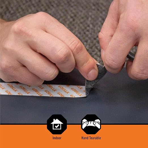 Gorilla Max Strength Mounting Tape, Reinforced Mesh Backing, Holds up to 45 lbs