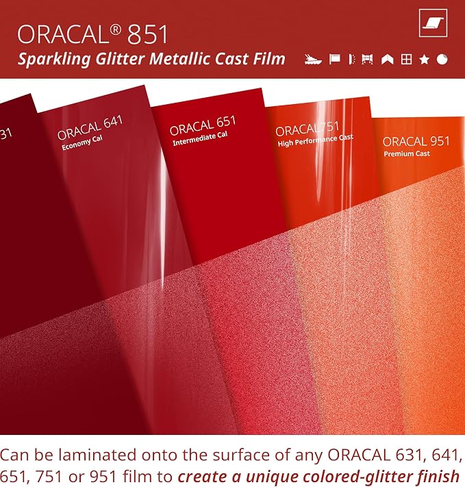 ORACAL 851 Cast Crystal Clear Metallic Sparkle Glitter Craft Film Premium