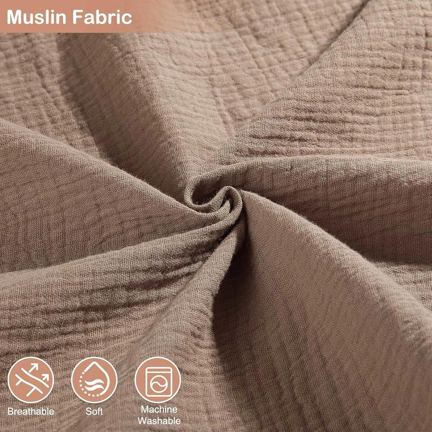 Basumee Muslin Changing Pad Cover Waterproof 2 Pack Baby Changing Table Covers for Boys and Girls Soft Breathable Nursery Diaper Change Table Cover Pad Fits 32"x16", Lvory and Brown
