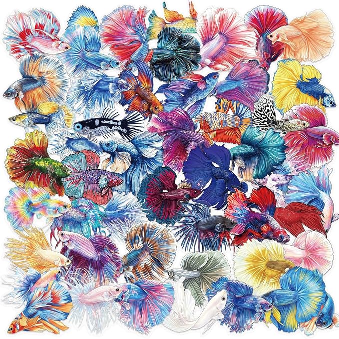 Clear PET Peacock Fish Sticker, Colourful-C16,
