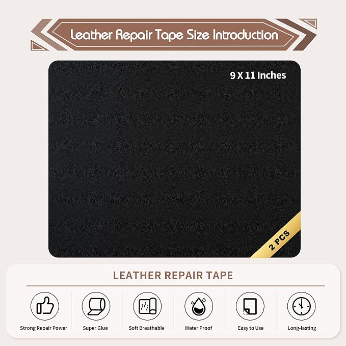 KING MOUNTAIN Leather Repair Patch, 2 Packs 9 x 11 Inches self Adhesive Leather