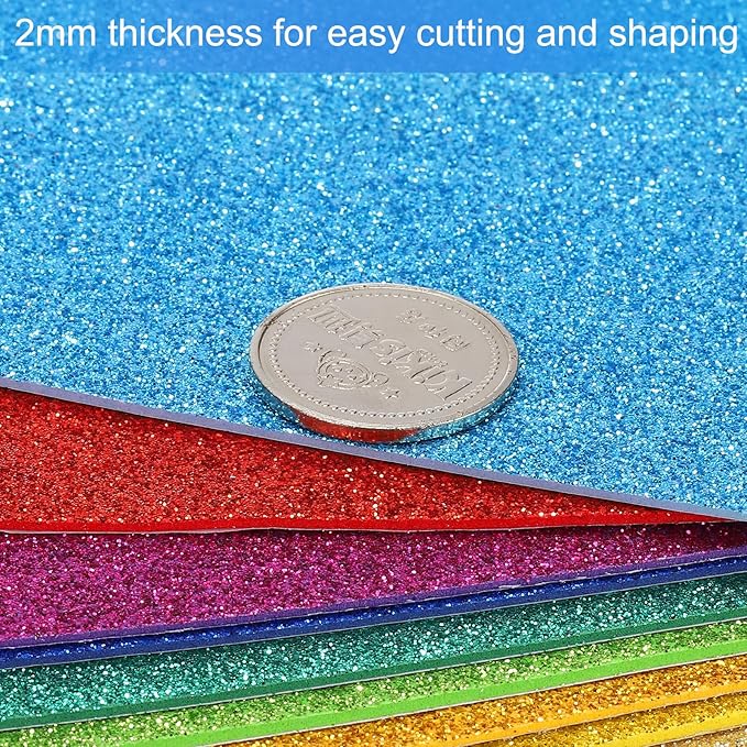 PATIKIL Light Blue Shiny EVA Glitter Foam Sheet 16x12 Inch 2mm Thick