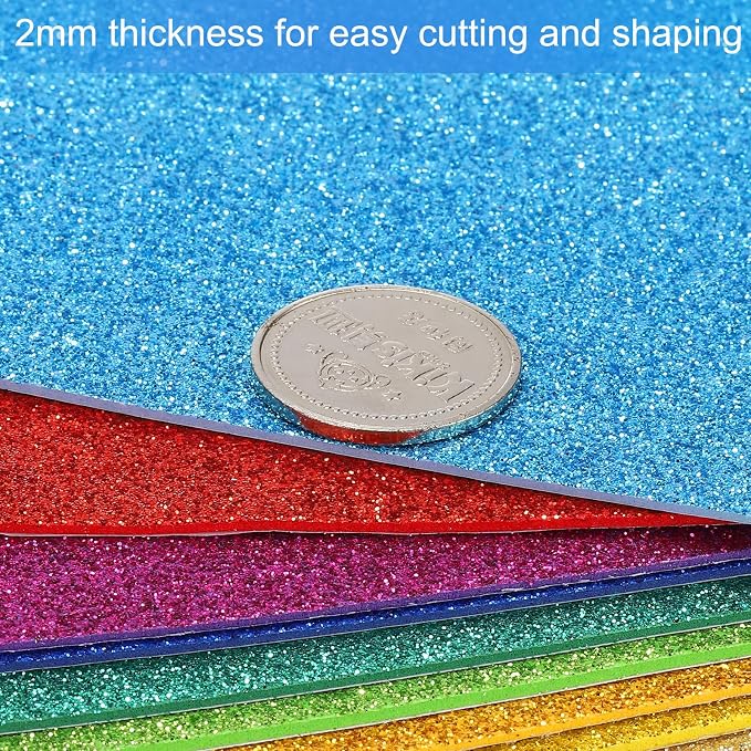PATIKIL Light Gold Shiny EVA Glitter Foam Sheet 11.8 x 7.9 Inch 2mm Thick