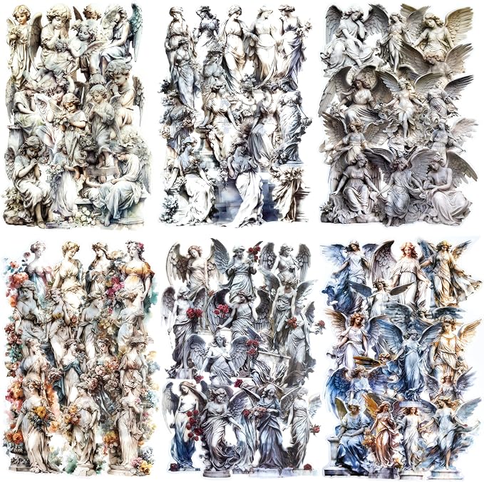 90Pcs Large Vintage Cherubs Angels Fairy Sculpture Art Scrapbook Sticker
