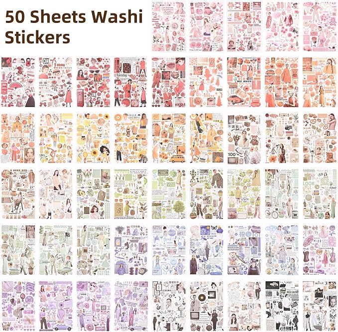 Vintage Washi Stickers for Scrapbooking, Scrapbook Stickers for Junk Journals