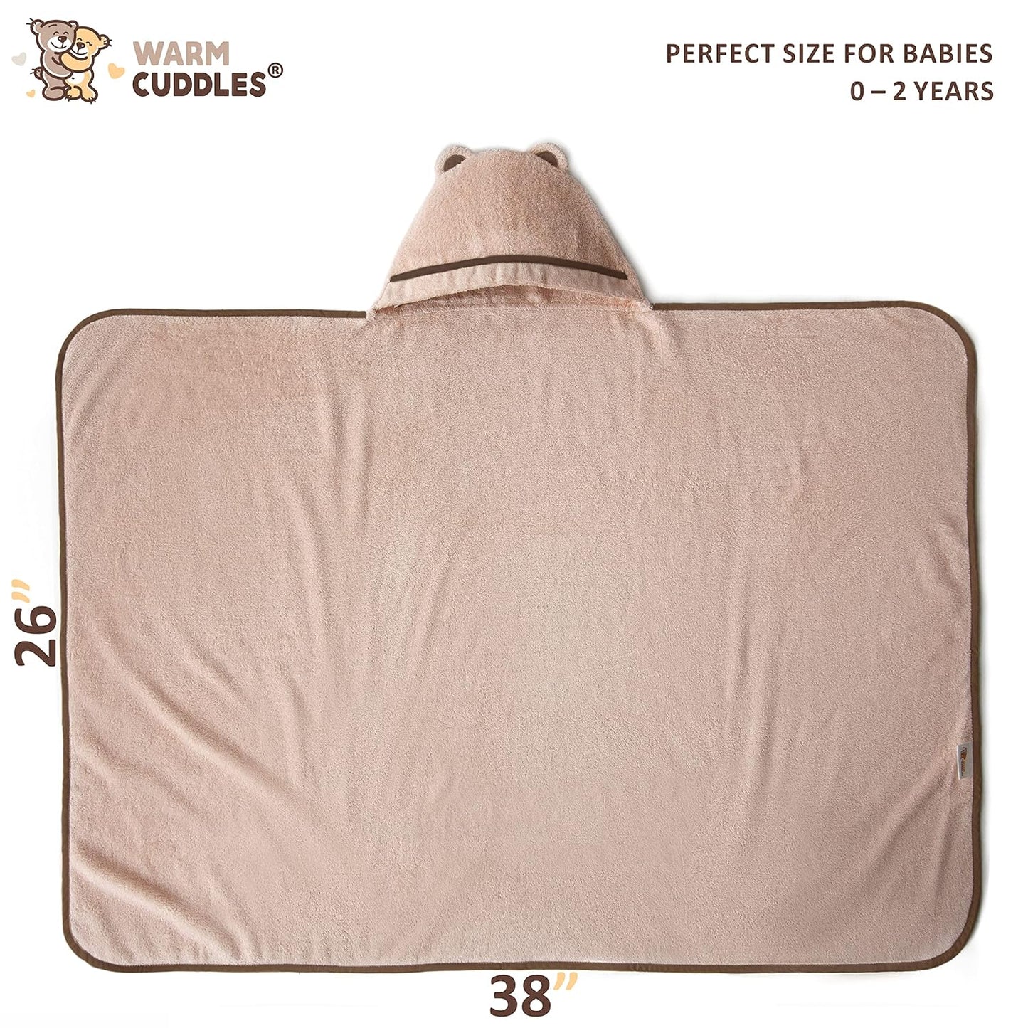 Premium Baby Bath Towel - Rayon Made from Bamboo Hooded Baby Towels - Newborn Baby Towel with Hood - Large Hooded Towel for Newborn Infant Boy Girl (Beige)