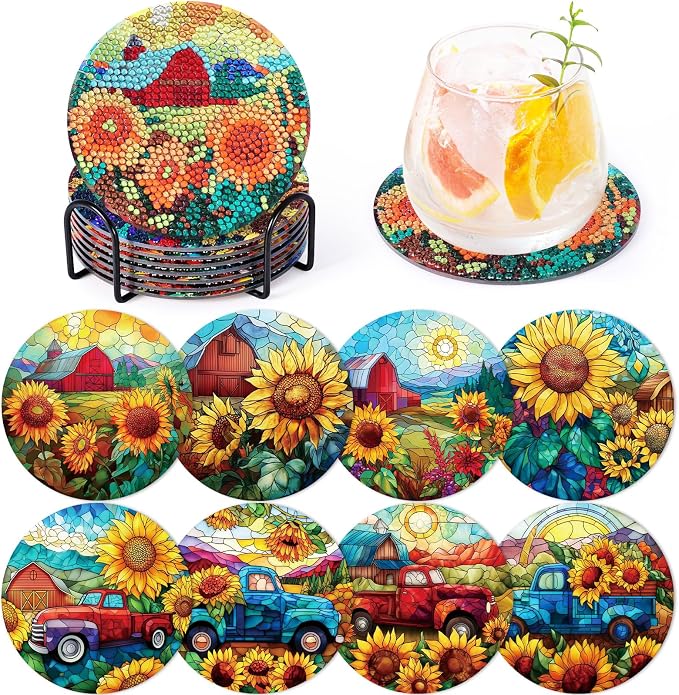Flowers Diamond Art Painting Coasters Kit