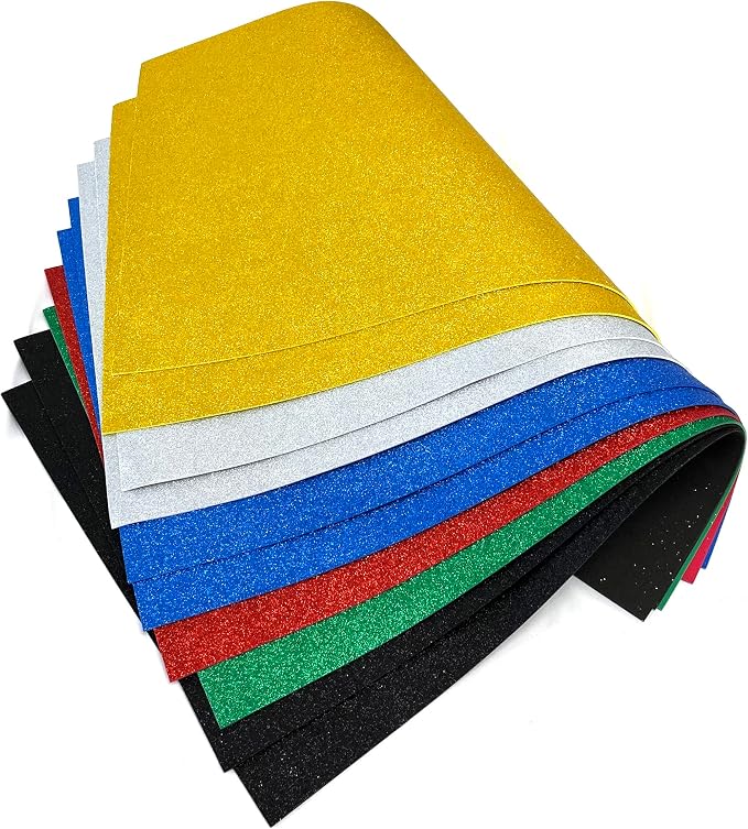 Allgala Jumbo Glitter EVA Foam Sheets 10 Pack 16x24 inch Paper Sheets-Assorted