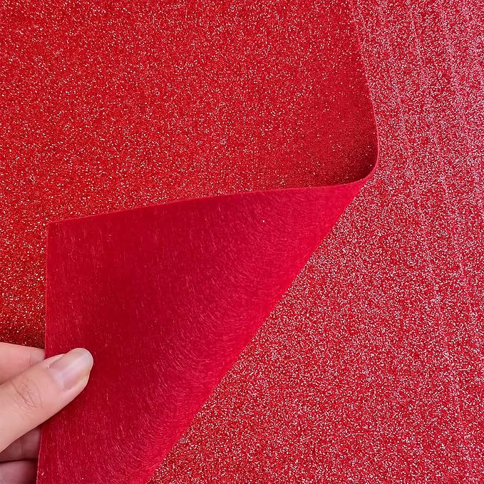 Jtnohx Glitter Felt Fabric, 8 x12 inches Felt Square Glitter