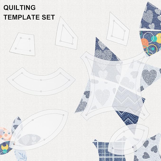 BENECREAT 7 Shapes Double Wedding Ring Acrylic Quilting Template, Transparent