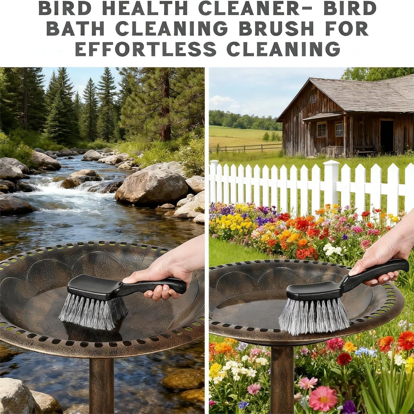 10-Piece Heavy-Duty Scrub Brushes Set with Bird Bath Scrubber and Crevice Tools for Outdoor, Kitchen, Bathroom, Tire & Wheel(Yellow)