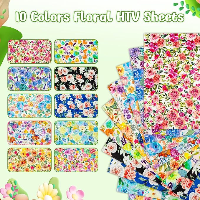 HTVRONT Floral Heat Transfer Vinyl