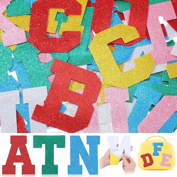WILLBOND 52 Pcs Glitter Foam Alphabet Letters