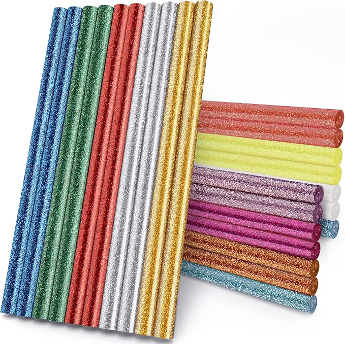Glitter Hot Glue Sticks Full Size, Manarty 8" Long x 0.43" Dia Color Hot Melt