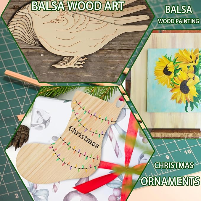 Balsa Wood Sheet 1/8" Inch Thick 12" x 4" Wooden Board