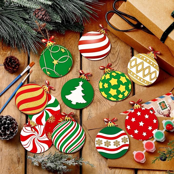 Cinnvoice 60 Pcs Wood Christmas Crafts