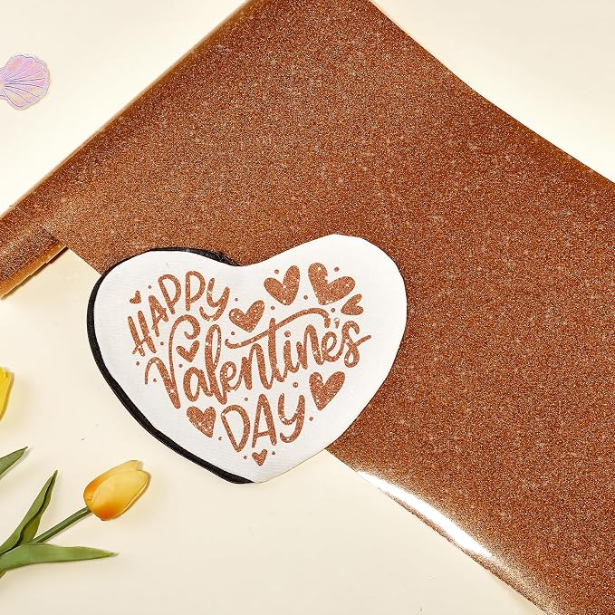 Tintnut Copper Gold Glitter Heat Transfer Vinyl Roll, easy cut & weed, stretch