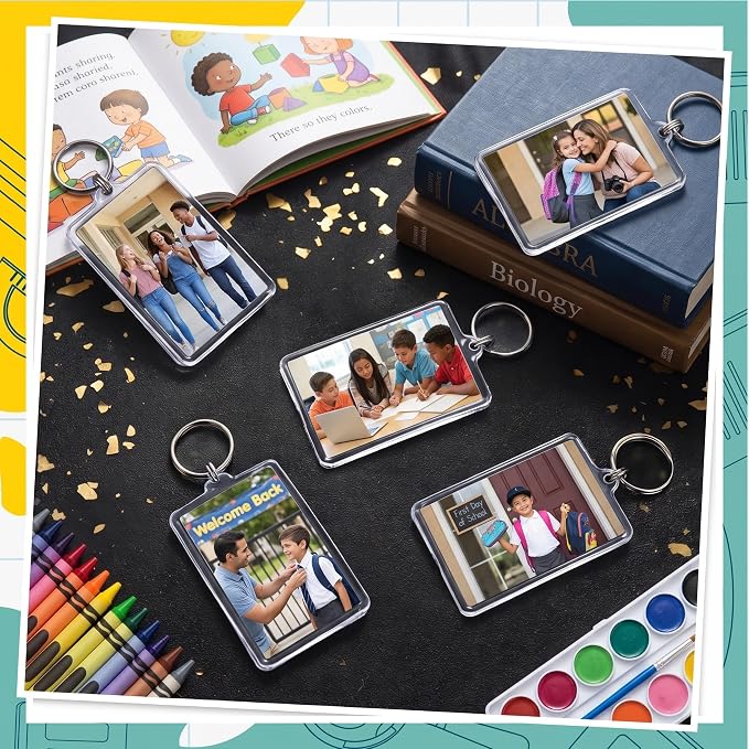 Yaomiao Acrylic Photo Frame Keychain Holder Photo Picture Insert Blank Keyring